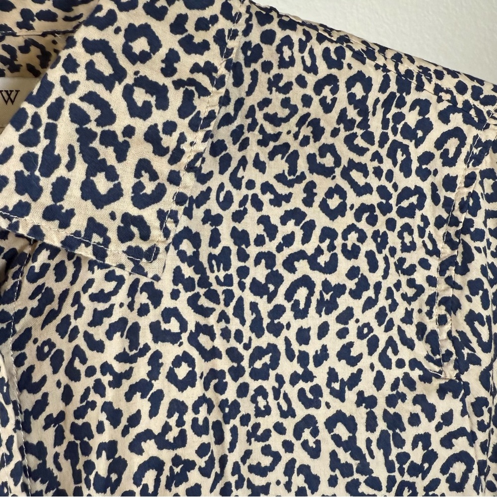 J Crew Leopard Print Button Down Small Classic Animal Print Lightweight Workwear - Picture 7 of 11